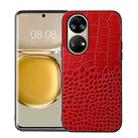 For Huawei P50 Pro Crocodile Top Layer Cowhide Leather Phone Case(Red) - 1
