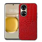 For Huawei P50 Crocodile Top Layer Cowhide Leather Phone Case(Red) - 1