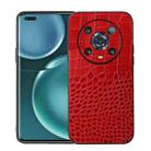 For Honor Magic4 Pro Crocodile Top Layer Cowhide Leather Phone Case(Red) - 1