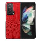 For Honor Magic V Crocodile Top Layer Cowhide Leather Phone Case(Red) - 1