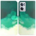 For OnePlus Nord CE 2 5G Watercolor Pattern Horizontal Flip Leather Phone Case(Cyan Green) - 1