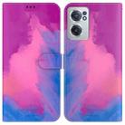 For OnePlus Nord CE 2 5G Watercolor Pattern Horizontal Flip Leather Phone Case(Purple Red) - 1