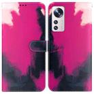 For Xiaomi 12 / 12X Watercolor Pattern Horizontal Flip Leather Phone Case(Berry Color) - 1