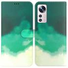 For Xiaomi 12 Pro Watercolor Pattern Horizontal Flip Leather Phone Case(Cyan Green) - 1