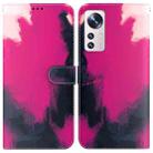 For Xiaomi 12 Pro Watercolor Pattern Horizontal Flip Leather Phone Case(Berry Color) - 1