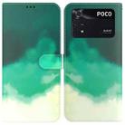 For Xiaomi Redmi Poco M4 Pro Watercolor Pattern Horizontal Flip Leather Phone Case(Cyan Green) - 1