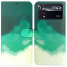 For Xiaomi Poco X4 Pro 5G Watercolor Pattern Horizontal Flip Leather Phone Case(Cyan Green) - 1