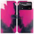For Xiaomi Poco X4 Pro 5G Watercolor Pattern Horizontal Flip Leather Phone Case(Berry Color) - 1