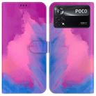 For Xiaomi Poco X4 Pro 5G Watercolor Pattern Horizontal Flip Leather Phone Case(Purple Red) - 1