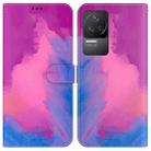 For Xiaomi Redmi K50 / K50 Pro Watercolor Pattern Horizontal Flip Leather Phone Case(Purple Red) - 1