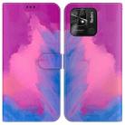 For Xiaomi Redmi 10C Watercolor Pattern Horizontal Flip Leather Phone Case(Purple Red) - 1