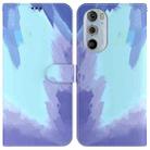 For Motorola Moto G22 Watercolor Pattern Horizontal Flip Leather Phone Case(Winter Snow) - 1