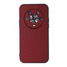 For Honor Magic4 Accurate Hole Carbon Fiber Texture PU Phone Case(Red) - 1