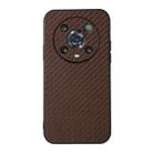 For Honor Magic4 Pro Accurate Hole Carbon Fiber Texture PU Phone Case(Brown) - 1