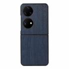 For Huawei P50 Pocket Wood Texture PU Phone Case(Blue) - 1