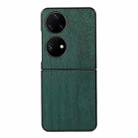 For Huawei P50 Pocket Wood Texture PU Phone Case(Green) - 1