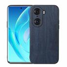 For Honor 60 Pro Wood Texture PU Phone Case(Blue) - 1