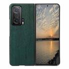 For Honor Magic V Wood Texture PU Phone Case(Green) - 1