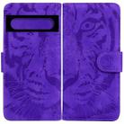 For Google Pixel 7 Pro 5G Tiger Embossing Pattern Horizontal Flip Leather Phone Case(Purple) - 1