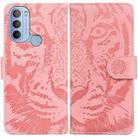 For Motorola Moto G31 4G(Brazil) Tiger Embossing Pattern Horizontal Flip Leather Phone Case(Pink) - 1