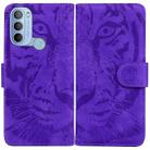 For Motorola Moto G31 4G(Brazil) Tiger Embossing Pattern Horizontal Flip Leather Phone Case(Purple) - 1