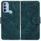 For Motorola Moto G31 4G(Brazil) Tiger Embossing Pattern Horizontal Flip Leather Phone Case(Green) - 1
