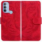 For Motorola Moto G31 4G(Brazil) Tiger Embossing Pattern Horizontal Flip Leather Phone Case(Red) - 1