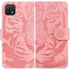 For OPPO A16K Tiger Embossing Pattern Horizontal Flip Leather Phone Case(Pink) - 1