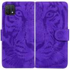 For OPPO A16K Tiger Embossing Pattern Horizontal Flip Leather Phone Case(Purple) - 1