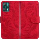 For OPPO Realme 9 Pro Tiger Embossing Pattern Horizontal Flip Leather Phone Case(Red) - 1