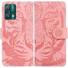 For OPPO Realme 9 Pro+ Tiger Embossing Pattern Horizontal Flip Leather Phone Case(Pink) - 1