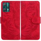 For OPPO Realme 9 Pro+ Tiger Embossing Pattern Horizontal Flip Leather Phone Case(Red) - 1