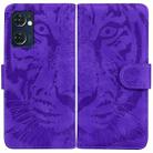For OPPO Reno7 5G Taiwan Version/Find X5 Lite Tiger Embossing Pattern Horizontal Flip Leather Phone Case(Purple) - 1