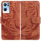 For OPPO Reno7 Pro 5G Tiger Embossing Pattern Horizontal Flip Leather Phone Case(Brown) - 1