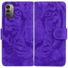For Nokia G21 / G11 Tiger Embossing Pattern Horizontal Flip Leather Phone Case(Purple) - 1