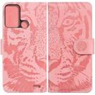 For ZTE Blade A52 Tiger Embossing Pattern Horizontal Flip Leather Phone Case(Pink) - 1