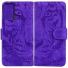 For ZTE Blade A52 Tiger Embossing Pattern Horizontal Flip Leather Phone Case(Purple) - 1