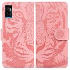 For ZTE Blade A72 / V40 Vita Tiger Embossing Pattern Horizontal Flip Leather Phone Case(Pink) - 1