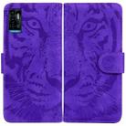 For ZTE Blade A72 / V40 Vita Tiger Embossing Pattern Horizontal Flip Leather Phone Case(Purple) - 1