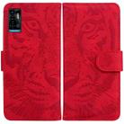 For ZTE Blade A72 / V40 Vita Tiger Embossing Pattern Horizontal Flip Leather Phone Case(Red) - 1