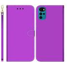 For Motorola Moto G22 Imitated Mirror Surface Horizontal Flip Leather Phone Case(Purple) - 1