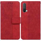 For OnePlus Nord CE 5G Geometric Embossed Leather Phone Case(Red) - 1