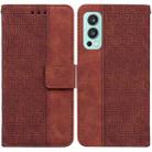 For OnePlus Nord 2 5G Geometric Embossed Leather Phone Case(Brown) - 1