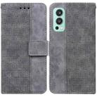 For OnePlus Nord 2 5G Geometric Embossed Leather Phone Case(Grey) - 1