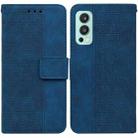 For OnePlus Nord 2 5G Geometric Embossed Leather Phone Case(Blue) - 1