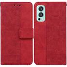 For OnePlus Nord 2 5G Geometric Embossed Leather Phone Case(Red) - 1