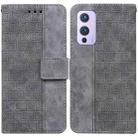 For OnePlus 9 Geometric Embossed Leather Phone Case(Grey) - 1