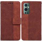 For OnePlus 9 Pro Geometric Embossed Leather Phone Case(Brown) - 1