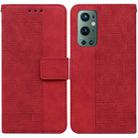 For OnePlus 9 Pro Geometric Embossed Leather Phone Case(Red) - 1