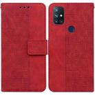 For OnePlus Nord N10 5G Geometric Embossed Leather Phone Case(Red) - 1
